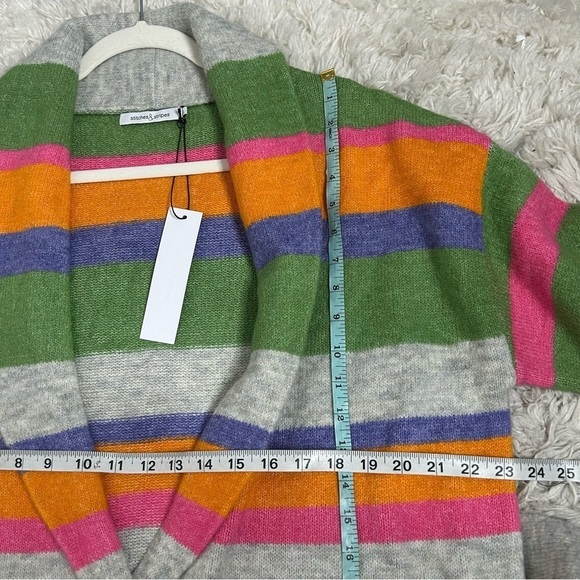 Stitches & Stripes Ultra Soft Multi Colored Striped Duster Cardigan Waist tie - Picture 15 of 16